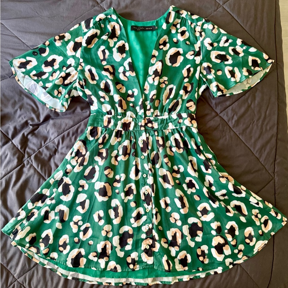 House of Harlow x Revolve Green Leopard Print Sundress